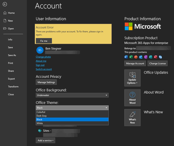 Come attivare la modalità oscura in Microsoft Office?