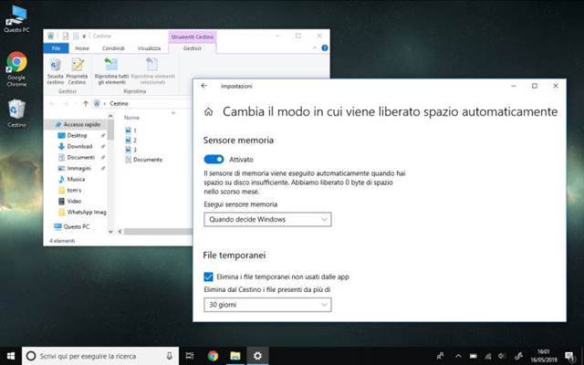 Come svuotare automaticamente il cestino su Windows 10